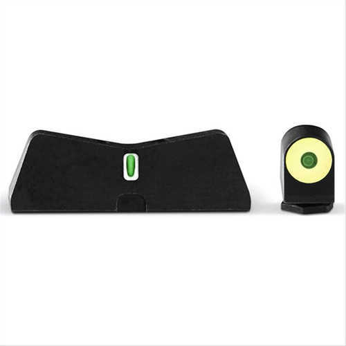 XS Sights DXT2 Big Dot Tritium Front White Stripe Express Rear Fits Glock 42/43 Green with Yellow Outline GL-0011S-5Y