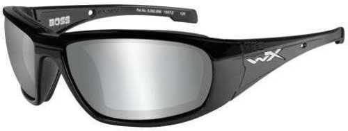 Wiley X Boss Silver Flash Sunglasses - Grey Lens - Gloss Black Frame