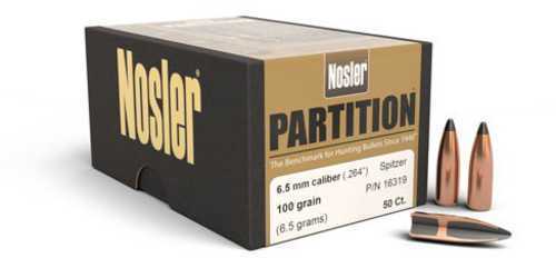 Nosler 6.5mm / 264 Caliber 100 Grains Spitzer Partition Per 50 Md: 16319 Bullets