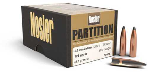 Nosler 6.5mm .264 Diameter 125 Grain Spitzer Partition 50 Count