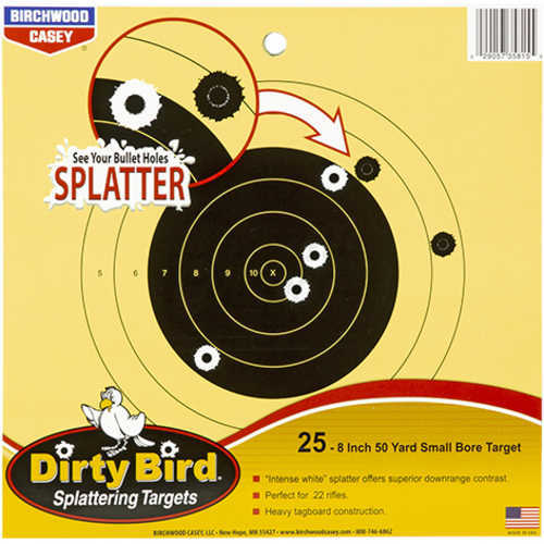 Birchwood Casey 35815 Dirty Bird Hanging Tagboard 8" Bullseye Tan/Black 25 Pack