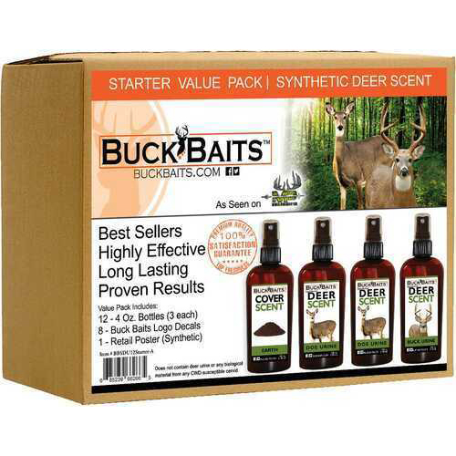 Buck Baits Starter Kit Doe/ Doe in Heat/ Buck/ Earth Cover 3 oz. ea. Model: BBSDU12STARTER-A