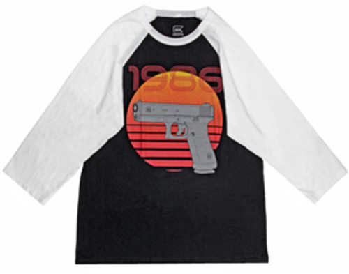 Glock AP95635 Retro 1986 XX-Large 3/4 Sleeve T-Shirt Black/White Cotton/Polyester
