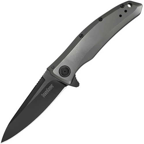 Kershaw GRID Folding Knife 4Cr14 black-oxide Plain Drop Point SpeedSafe Flipper Frame Lock Reversible Carry 3.7" Steel T