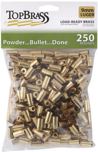 Top Brass LLC 6B9MMLUGXY-250 Premium Reconditioned Unprimed 9mm Luger 250 Pieces