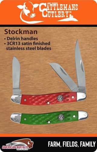 ABKT CATTLEMANS Cutlery Green/ Red Stockman 2-Pack Promo