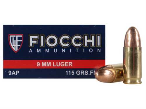 Fiocchi 9AP Shooting Dynamics 9mm Luger 115 GR Full Metal Jacket 50 Box