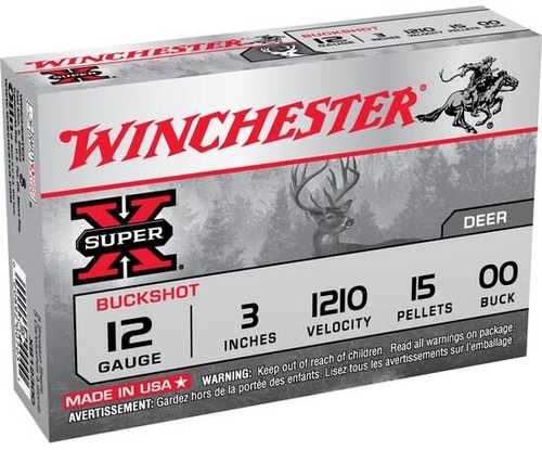12 Gauge 3" Lead 00 Buck  15 Pellets 15 Rounds Winchester Shotgun Ammunition