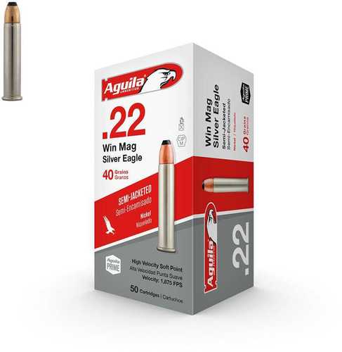 22 Win Mag Rimfire 40 Grain Jacketed Soft Point 50 Rounds Aguila Ammunition Winchester Magnum
