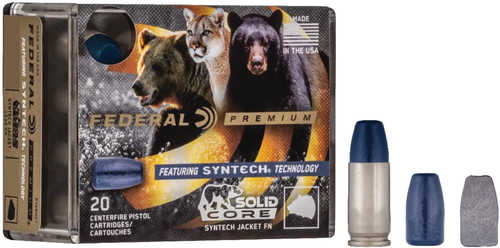 Federal P40SHC1 Premium Hunting 40 S&W 165 Gr Solid Core Synthetic Flat Nose 20 Per Box/10 Cs