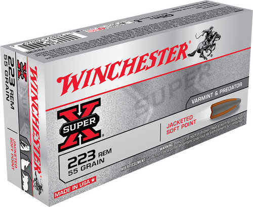 Winchester Super-X Rifle Ammo 223 Rem 55 gr. Pointed Soft Point 20 rd. Model: X223R