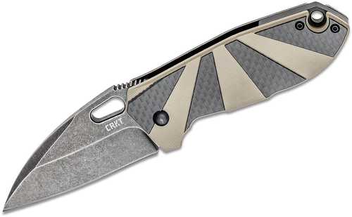 Columbia River 2440 Heron 2.93" Folding Plain Black Stonewash 8Cr14MoV Blade 2Cr13 Black/Black Carbon Fiber  Knife