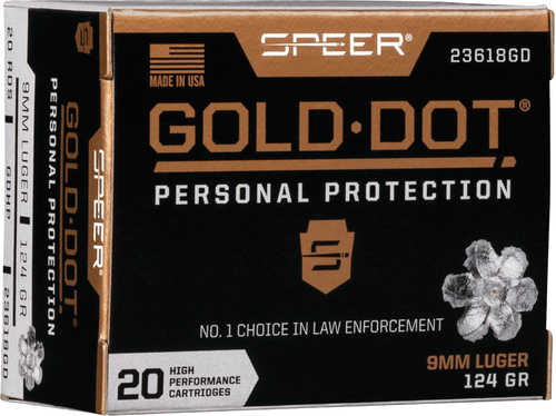 9mm Luger 124 Grain Jacketed Hollow Point 20 Rounds Speer Ammunition