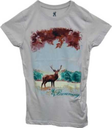 Browning Women's Short Sleeve Fitted Fall Deer Shirt Large Grey