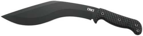 Columbia River KUK 10.56" Fixed Recurve Plain Black Powdercoat Carbon Steel Blade/Black Overmolded Rubber Handle