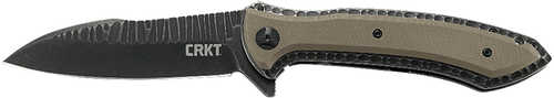Columbia River Apoc 3.98" Folding Plain Stonewash 8Cr13MoV SS Blade G10 Tan Overlay Handle
