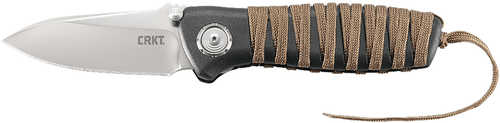 Columbia River Parascale 3.19" Folding Drop Point Plain Satin D2 Steel Blade Brown Paracord Wrapped Grn Black Handl