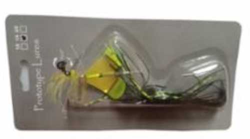 Prototype Lures Guerrilla Buzz 1/4oz Black & Chart With Lime Blade Model: Gb14-14