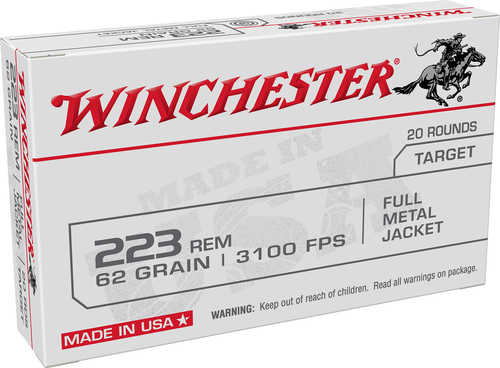 Winchester USA Target 223 Rem 62 gr Full Metal Jacket (FMJ) 20 Round Box