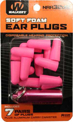 Walkers GWPPLGCANPK Foam Ear Plugs 32 Db Pink With Canister