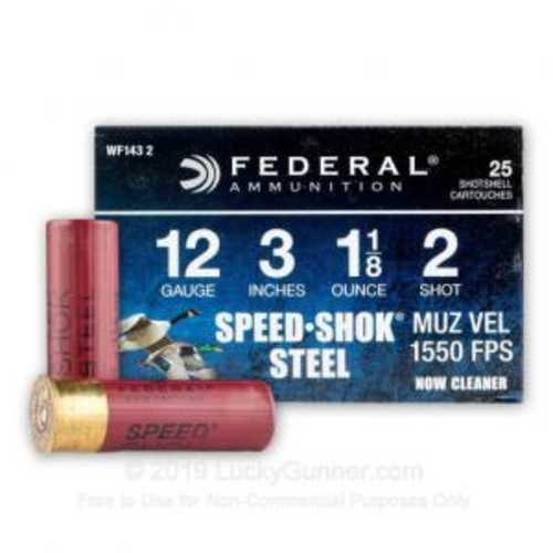 12 Gauge 3" Steel #2  1-1/8 oz 25 Rounds Federal Shotgun Ammunition