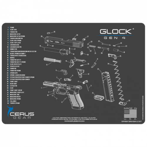 Cerus Gear 3mm Promats 12" x 17" For Glock Gen4 Schematic Char Gray