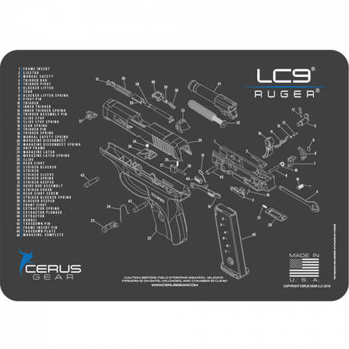 Cerus Gear 3mm Promats 12" x 17" Ruger® LC9 Schematic Charcoal Grey
