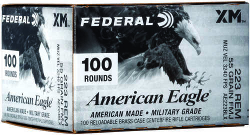 223 Rem 55 Grain FMJ 100 Rounds Federal Ammunition 223 Remington