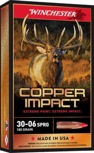 Winchester Ammo X3006CLF2 Copper Impact 30-06 Springfield 180 Gr Extreme Point 20 Bx/ 10 Cs (Lead Free)