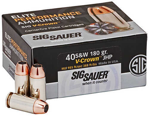 40 S&W 180 Grain Jacketed Hollow Point 50 Rounds Sig Sauer Ammunition