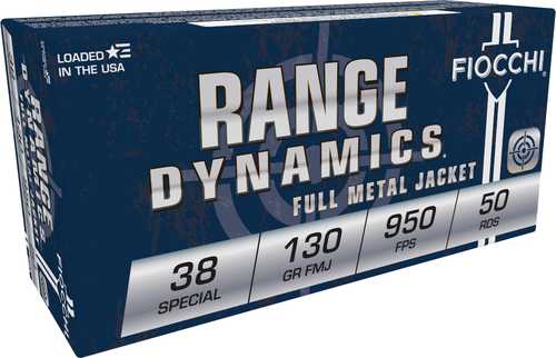 Fiocchi Range Dynamics Pistol 38 Special 130 gr Full Metal Jacket (FMJ) 50 Per Box