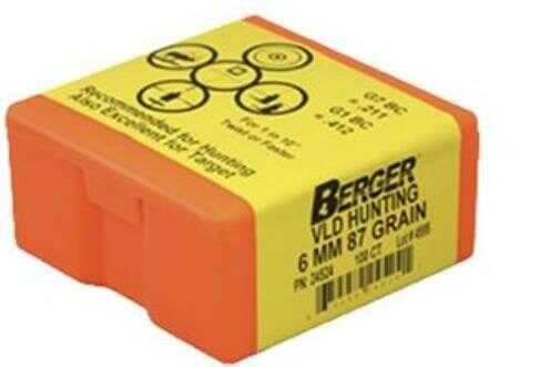 Berger 6mm .243 Diameter 87 Grain Match Hunting (VLD) Very Low Drag 100 Count