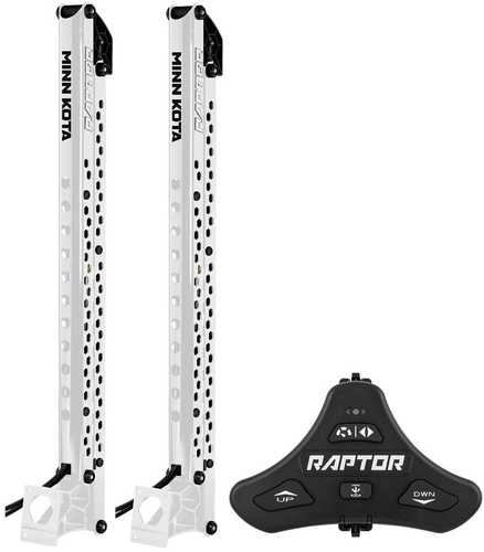 Minn Kota Raptor Bundle Pair - 8' White Shallow Water Anchors w/Active Anchoring & Footswitch Included