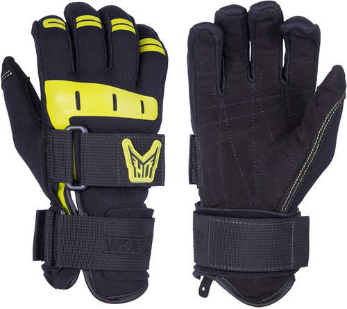 HO Sports Wakeboard Men&#39;s World Cup Gloves - Black/Yellow - Medium