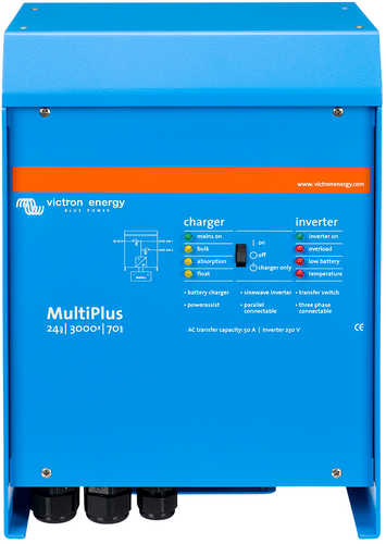 Victron Multiplus Inverter/Charger 24 VDC - 3000W - 70AMP Battery Charger - 50AMP Transfer Switch