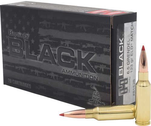 Hornady Black Rifle Ammo 6.5 Grendel 123 gr. ELD Match Black 20 rd. Model: 81528