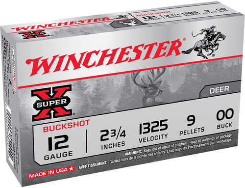 Winchester Super-X Load 12 ga. 2.75 in. 9 Pellets 00 Buck Shot 5 rd. Model: XB1200