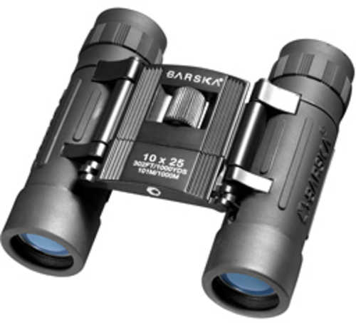 Barska Lucid View Binocular 10X25mm Fully Coated Matte Black Finish Includes Carrying Case Lens Covers Neck Strap and Le