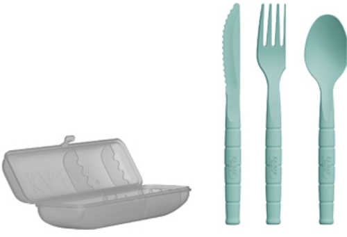 KABAR Lunch Pal Utensil Set Spoon/Fork/Knife Creamid Construction Teal Includes Frost Colored Carrying Case 9939
