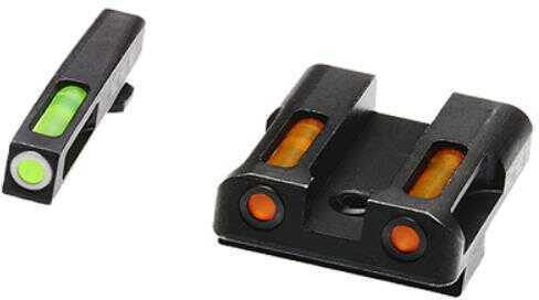 Hiviz GLN429 LiteWave H3 Front And Rear Sight for Glock 45ACP/10MM Green W/White Outline Orange Black