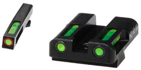 Hi-Viz LiteWave H3 Tritium/Litepipe Night Sights Fits Glk 9/40SW/357Sig Green Front w/Orange Ring Rear GLN52