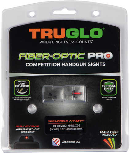 TruGlo Brite-Site Fiber Optic Pro Sight Set for Springfield XD Series Models 1 Dot Sights CNC Machined Steel Housing