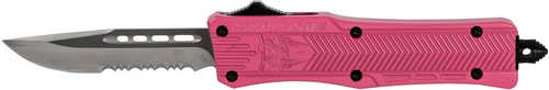 Cobra TEC Knives LLC CTK-1 Small 2.75" 440C Stainless Steel Black Drop Point Serrated Pink Zinc-Aluminum All