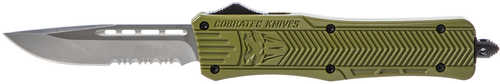 Cobra TEC Knives LLC CTK-1 Medium 3" 440C Stainless Steel Drop Point Serrated OD Green Zinc-Aluminum Alloy