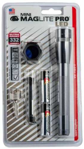 Maglite SP2Po9C Mini Pro Red/Blue/Clear Led 272 Lumens AA (2) Battery Gray Combo Pack