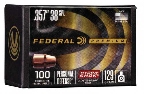 Federal Pb38Hs129 Hydra-Shok Component 38 Special .357 129 Grain Jacketed Hollow Point 100 Box