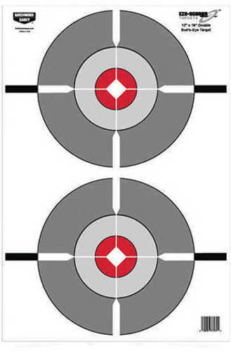 Birchwood Casey 37061 EZE-Scorer Double Bull's-Eye Paper 12" X 18" Bullseye Black/Gray/Red/White 100 Pack