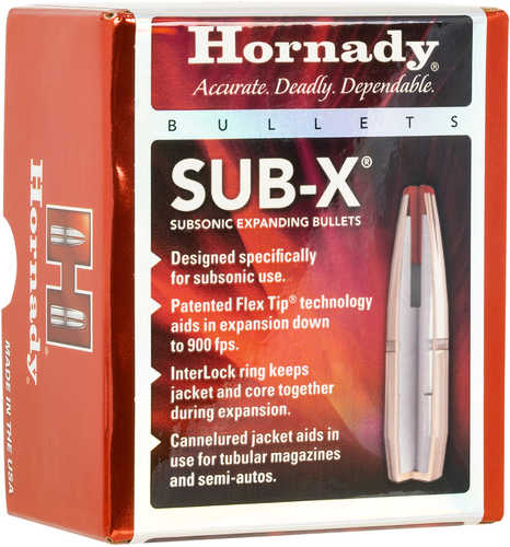 Hornady 3148 Sub-X 7.62X39mm Polymer Tipped Flat Base with Cannelure 255 Grain 100 Rounds