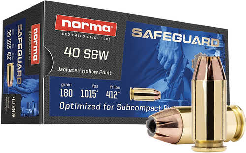 Norma Ammunitionn (RUAG) 801407727 Safeguard 40 Smith & Wesson 180 Grain Jacketed Hollow Point (JHP) 50 Rounds