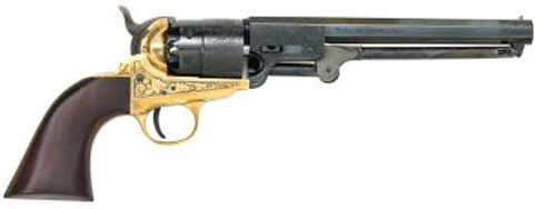 Taylor/Pietta 1851 Navy Confederate Brass Engraved .44 Caliber 7.5" Barrel Caliber and Ball BP Revolver